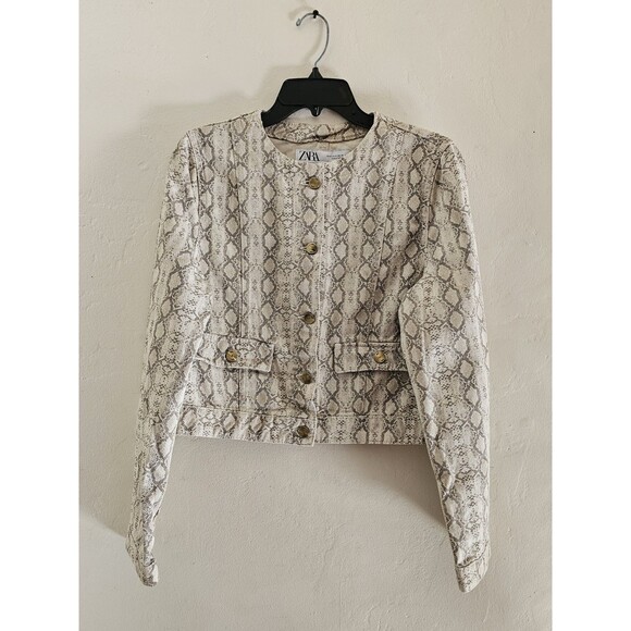 ZARA Women's Denim Animal Print Jacket Size Medium - Picture 2 of 8